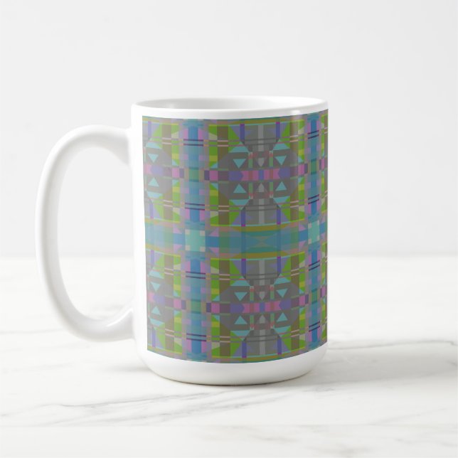 Green Blue Purple Geometric Coffee Mug (Left)