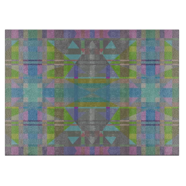 Green Blue Purple Geometric Cutting Board (Front)