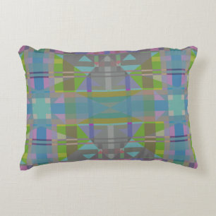 Green Blue Purple Geometric Decorative Cushion