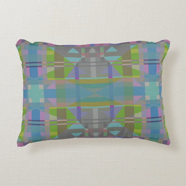 Green Blue Purple Geometric Decorative Cushion (Front)
