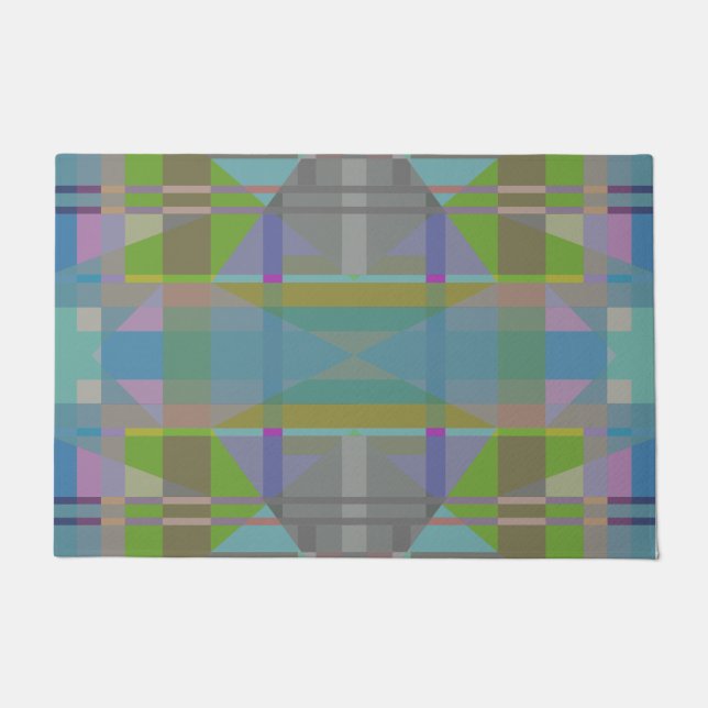Green Blue Purple Geometric Doormat (Front)
