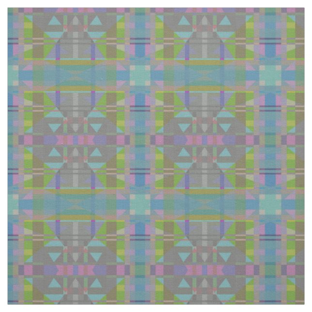 Green Blue Purple Geometric Fabric (Swatch)