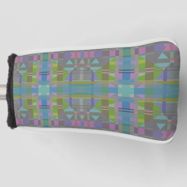 Green Blue Purple Geometric Golf Head Cover (Front)
