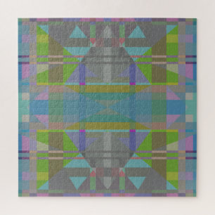 Green Blue Purple Geometric Jigsaw Puzzle