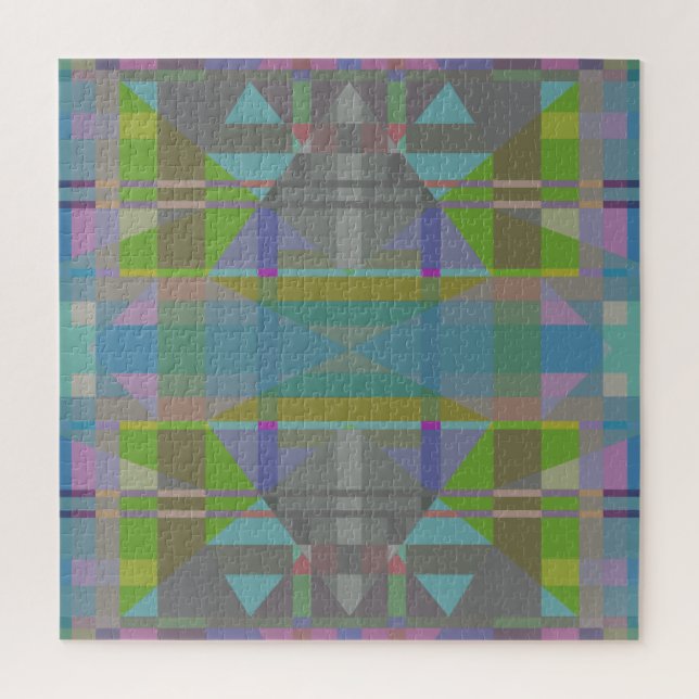 Green Blue Purple Geometric Jigsaw Puzzle (Vertical)
