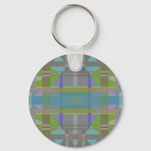 Green Blue Purple Geometric Key Ring