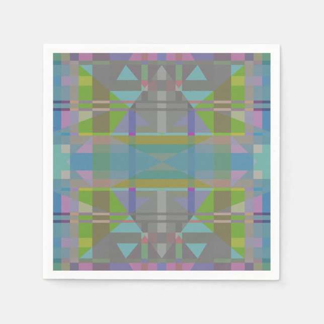 Green Blue Purple Geometric Napkin (Front)
