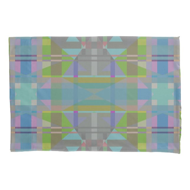 Green Blue Purple Geometric Pillowcase (Front)