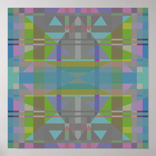 Green Blue Purple Geometric Poster (Front)