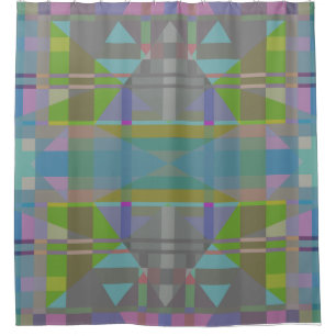 Green Blue Purple Geometric Shower Curtain