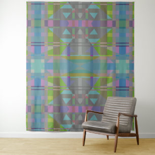 Green Blue Purple Geometric Tapestry