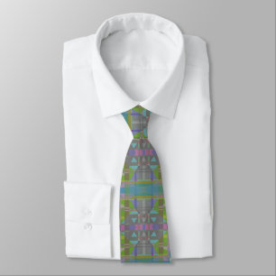 Green Blue Purple Geometric Tie