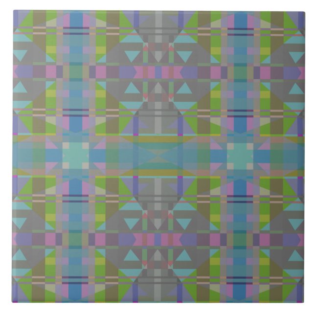 Green Blue Purple Geometric Tile (Front)