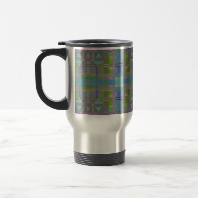 Green Blue Purple Geometric  Travel Mug (Left)