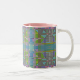 Green Blue Purple Geometric Two-Tone Coffee Mug