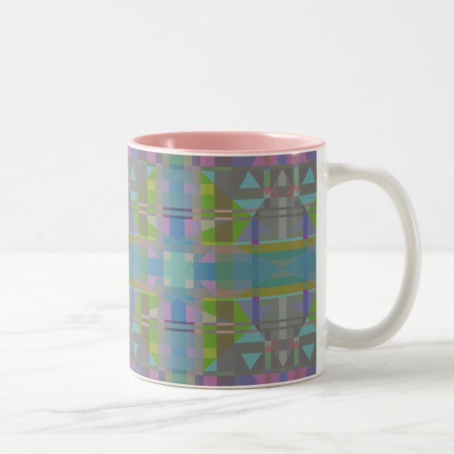 Green Blue Purple Geometric Two-Tone Coffee Mug (Right)