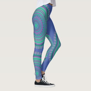 Green Blue Purple Mandala Design Leggings