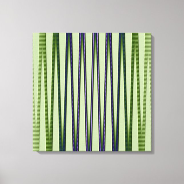 Green Blue Purple Modern Abstract Wave Pattern Canvas Print (Front)