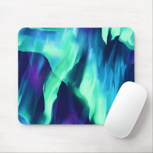 Green Blue Purple Northern Lights Mouse Mat