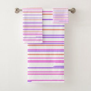 Green blue purple stripes modern custom pattern bath towel set