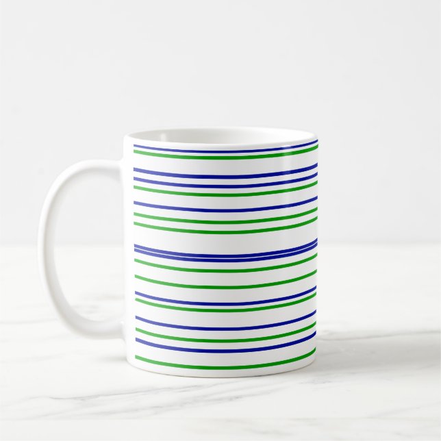 Green blue purple stripes modern custom pattern  coffee mug (Left)