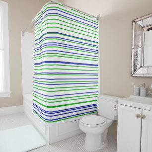 Green blue purple stripes modern custom pattern shower curtain