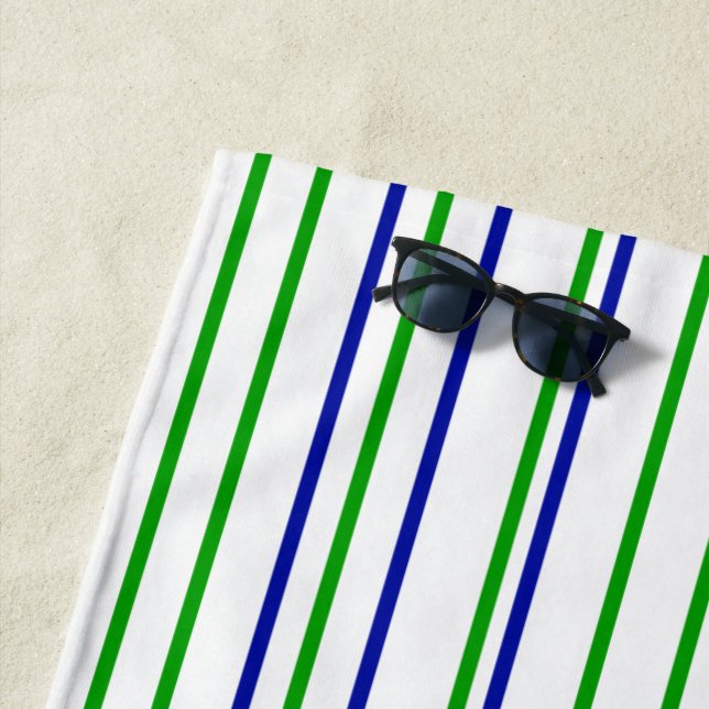 Green blue purple stripes modern custom pattern t beach towel (In Situ)