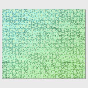 Green Blue Puzzle Wrapping Paper