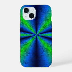 Green Blue Rainbow in Elephant Skin Leather Optik iPhone 15 Case