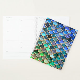 Green Blue Shiny Ombre Glitter Mermaid Scales Planner