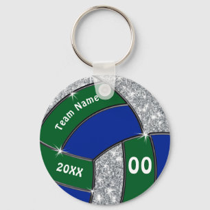 Green, Blue, Silver Volleyball Key Rings Your TEXT