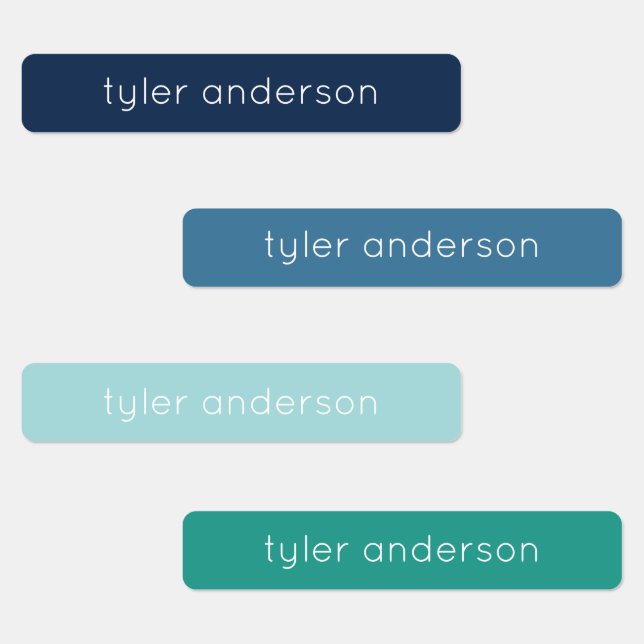 Green Blue Skinny Waterproof Adhesive Kid's Labels (Group)