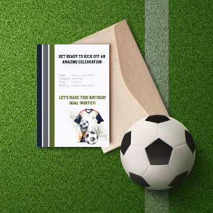 Green Blue Soccer Birthday Party Invitation