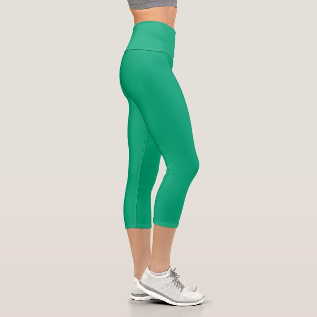 Green Blue Solid Colour Capri Leggings (Right)