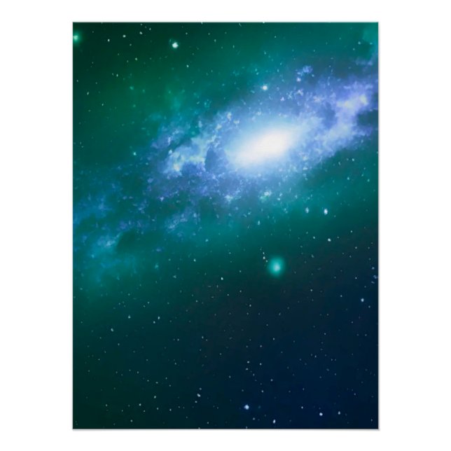 Green Blue Spinning Galaxy Glossy Poster (Front)