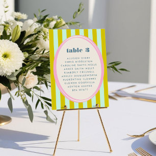 Green Blue Stripe Bold Bright Table Seating Chart