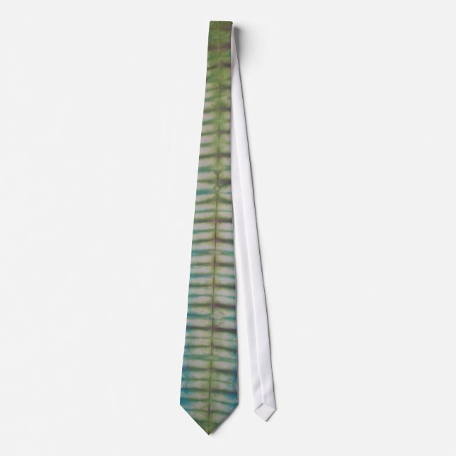 Green Blue Stripe Tie Dye Necktie (Front)