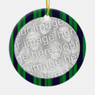 green blue stripes photoframe ceramic tree decoration