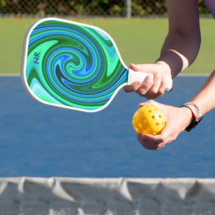  Green Blue Swirl Cool Abstract Psychedelic Custom Pickleball Paddle