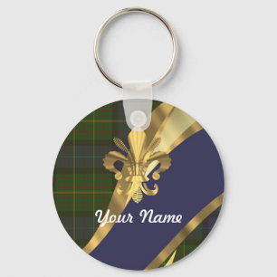 Green & blue tartan plaid key ring