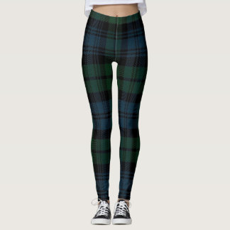 Green Blue TARTAN Plaid LEGGINGS For Women