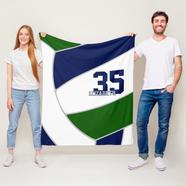 green blue team colours volleyball room decor fleece blanket (In Situ)