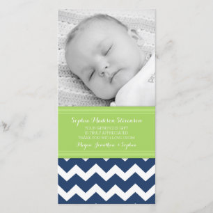 Green Blue Thank You Baby Shower Photo Cards