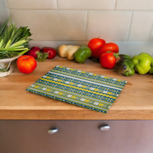 Green Blue Traditional Tribal Pattern Cutting Board