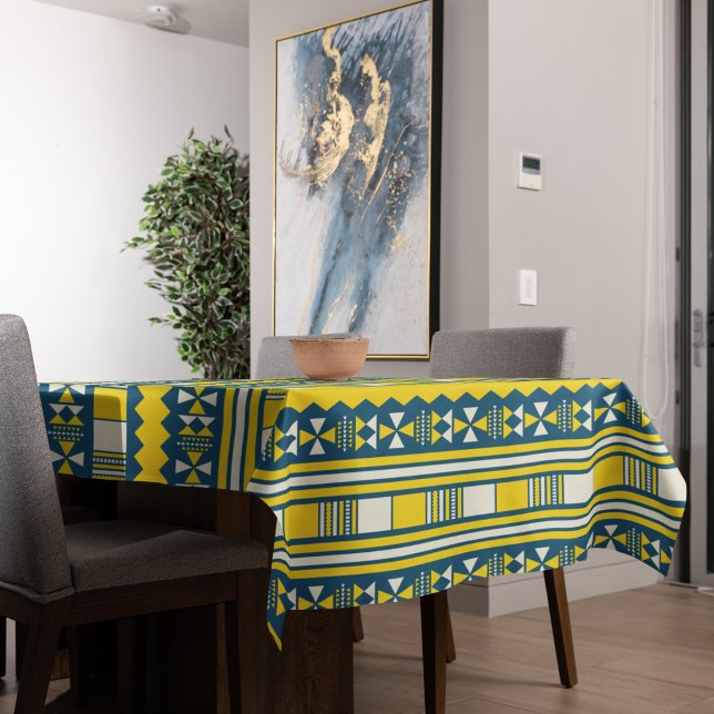 Green Blue Traditional Tribal Pattern Tablecloth (Table cloth)