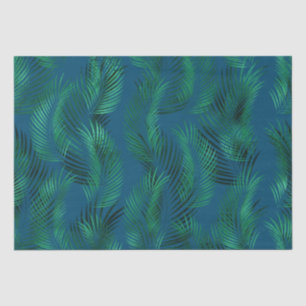 Green Blue Tropical Leaves Tissue Paper