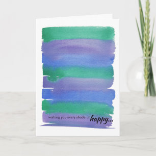 Green+Blue Watercolor Birthday Folded Card
