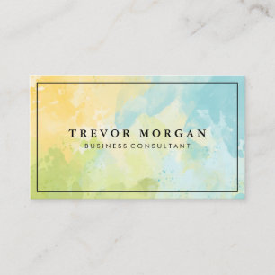 Green Blue Watercolor Blend Texture Business Card