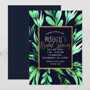 Green & Blue Watercolor Botanical Bridal Shower Invitation