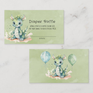 Green Blue Watercolor Dragon Boy Baby Shower Business Card